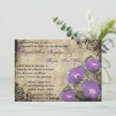 Fleurs violettes Vintage Mariage Invitation (Debout devant)