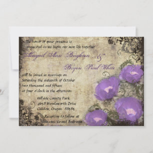Fleurs violettes Vintage Mariage Invitation