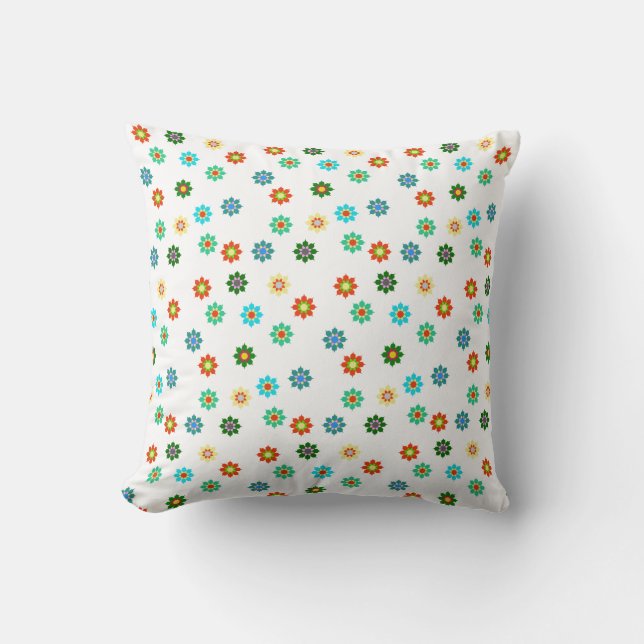 Fleurs vives colorées Motif Coussin de coussin (Recto)