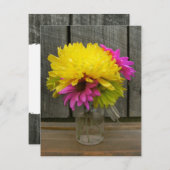 Fleurs vives et Faire-part de mariage en bois d'éc (Devant / Derrière)