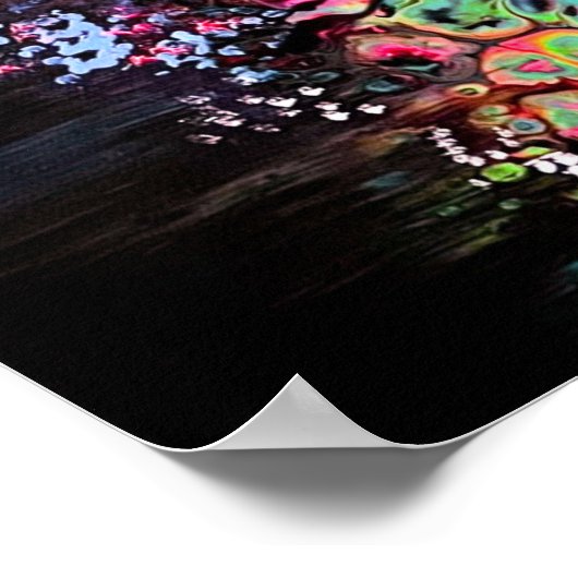 Fleurs vives sur impression noire (Coin)