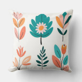 "Fleurs Whimsical : Coussin Boho Dessiné À La Main (Recto)