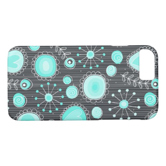 Fleurs Whimsical en Turquoise iPhone 7 coque (Dos (Horizontal))