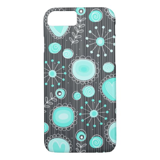 Fleurs Whimsical en Turquoise iPhone 7 coque (Dos)