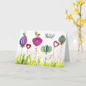 Fleurs Whimsical et carte de voeux pour les oiseau (Fleur jaune)