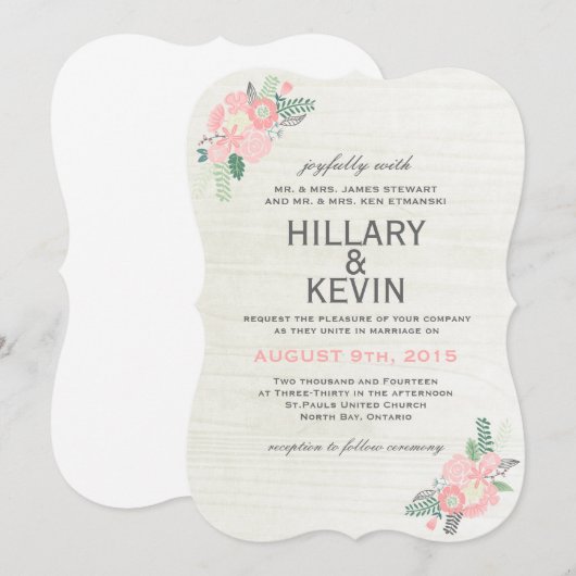 Fleurs Whimsical - Faire-part de mariage (Devant / Derrière)