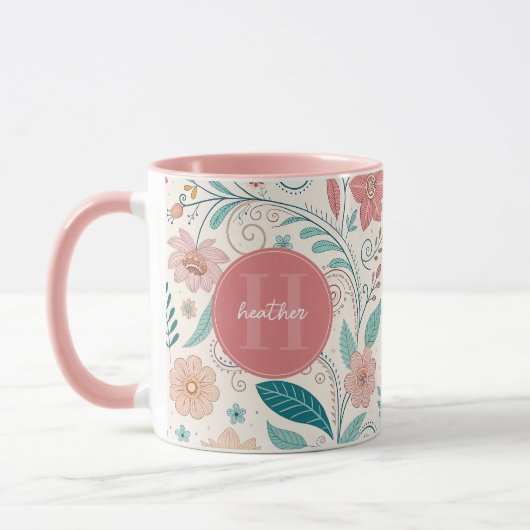 Fleurs Whimsical mignonnes Mugs (Gauche)