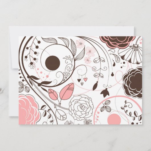 Fleurs Whimsical Rose Invitations de douche bébé (Dos)