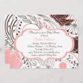 Fleurs Whimsical Rose Invitations de douche bébé (Devant / Derrière)