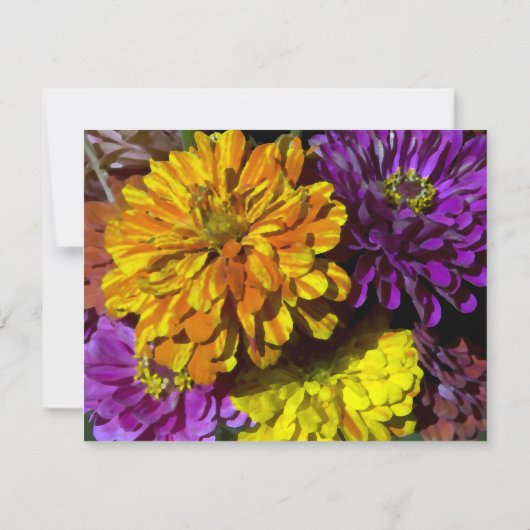 Fleurs Zinnia colorées Mariage RSVP (Dos)