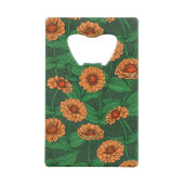 Fleurs Zinnia orange, feuilles verts sur vert fonc (Dos)