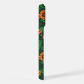 Fleurs Zinnia orange, feuilles verts sur vert fonc (Côté droit)