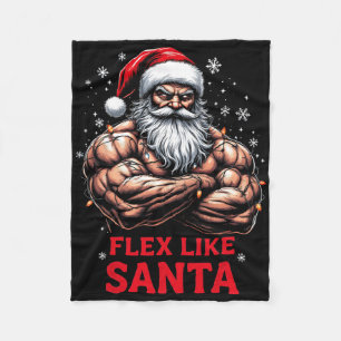 Flex Like Santa Claus Bodybuilder Kerstmisgym Wo Fleece Deken