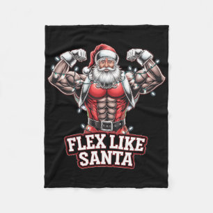 Flex Like Santa Claus Bodybuilder Kerstmisgym Wo Fleece Deken