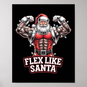 Flex Like Santa Claus Bodybuilder Kerstmisgym Wo Poster
