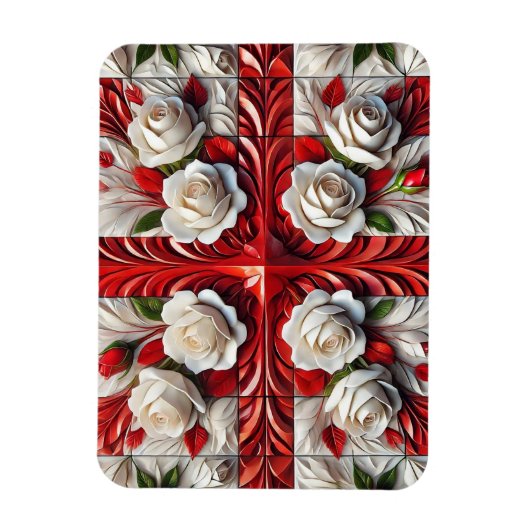 Flexibele fotomagneet met Engelse Rozen Design Magneet (Verticaal)