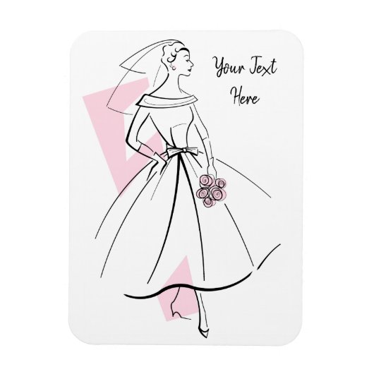 Flexibele magneet van de mode Bride Roze Tekst (Verticaal)