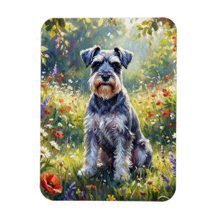 Flexibele Schnauzer in bloemenweide Magneet
