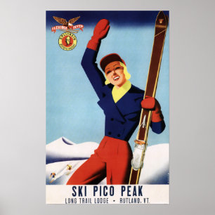 Flexibele Vlieger speld-op Ski?end Meisje Poster