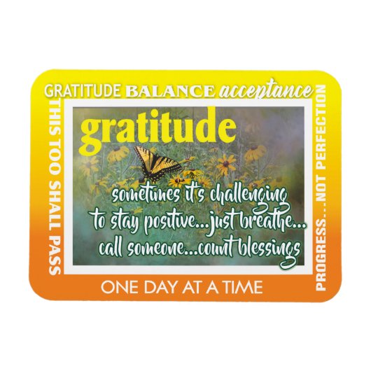 Flexible 12 step gratitude magnet 26 butterflies (Horizontal)