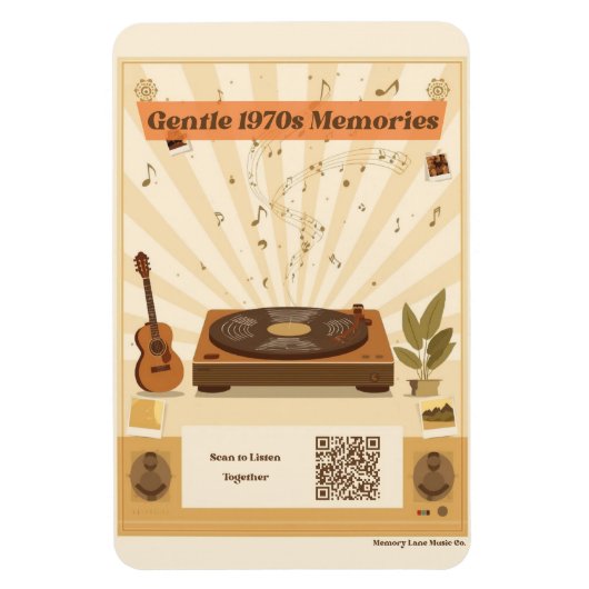 Flexible 1970s Memory Care Music Playlist Magnet Dementia (Vertical)