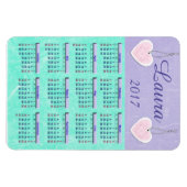 Flexible 2017 Mini-calendrier violet et Turquoise Magnet (Horizontal)