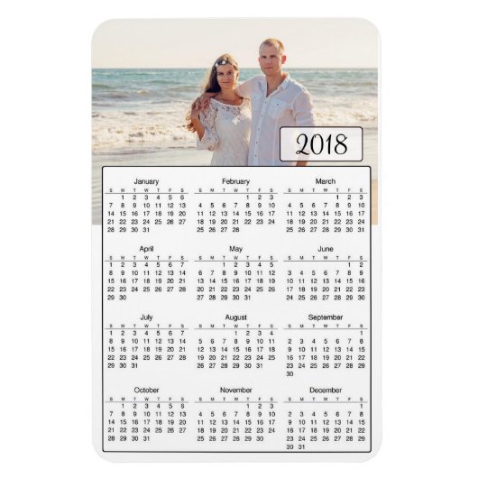 Flexible 2018 Calendrier Personnalisé Couple Photo Magnet (Vertical)