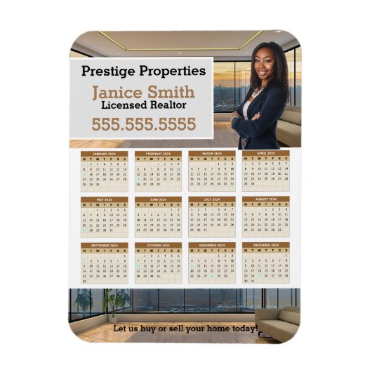 Flexible 2024 Realtor Calendar Refrigerator Magnet (Vertical)