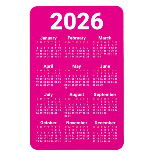 Flexible 2026 Calendar Magnet | Custom colors (Vertical)