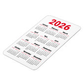 Flexible 2026 Calendar Magnet | Red Black Gray White (Côté Gauche)