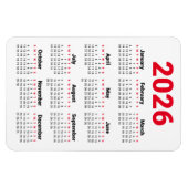 Flexible 2026 Calendar Magnet | Red Black Gray White (Horizontal)