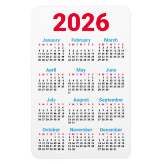 Flexible 2026 Calendar Magnet | Theme: Chicago flag colors