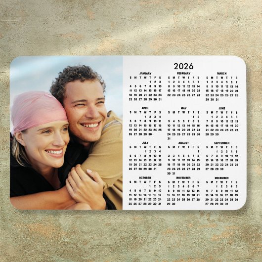 Flexible 2026 Modern Calendar Photo Magnet