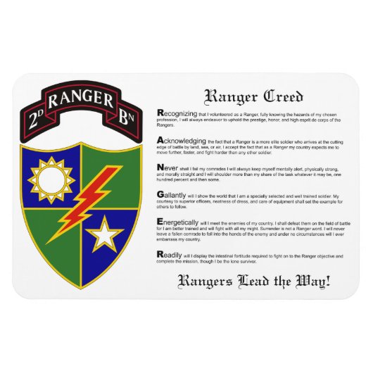 Flexible 2e Bataillon - 75e Ranger Regiment Magnet 4x6 (Horizontal)