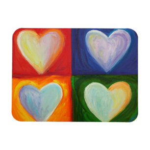 Flexible 4 Love Hearts Art Inspirational Fridge Magnet