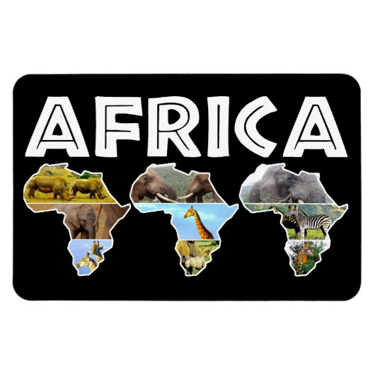 Flexible Afrique Faune Continent Trio Collage Magnet (Horizontal)