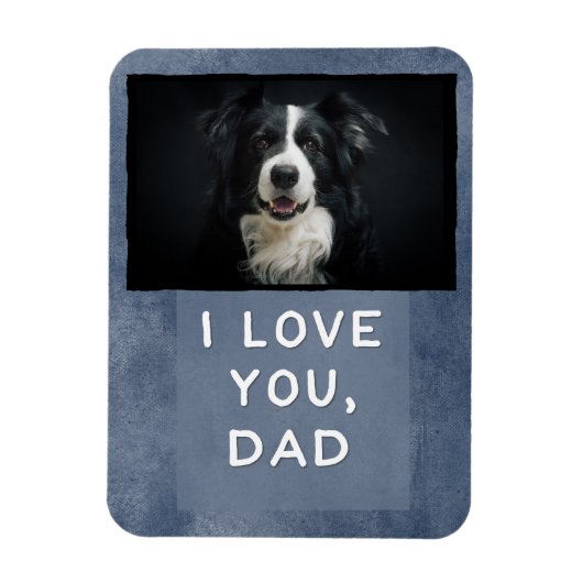 Flexible Aimez-vous papa Custom Dark Blue Dog Photo Magnet (Vertical)