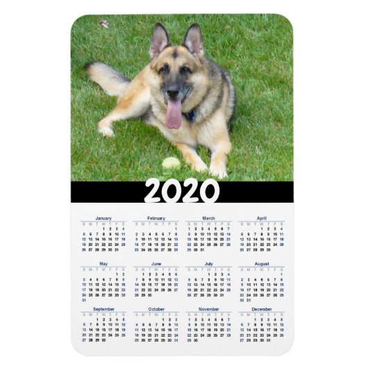 Flexible Allemand Shepherd Dog 2020 Calendrier Magnet (Vertical)