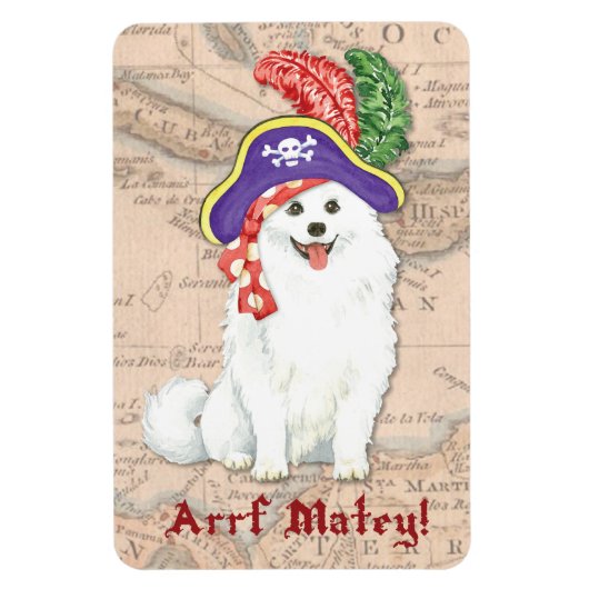 Flexible American Eskimo Dog Pirate Magnet (Vertical)