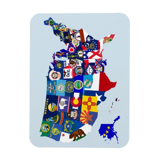 Flexible American Map State Flags Mosaic Magnet (Vertical)