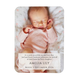 Flexible Annonce de naissance bébé fille Magnet réfrigérate