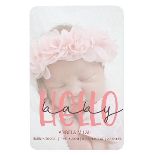 Flexible annonce de naissance rose fille Photo Magnet (Vertical)