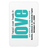 Flexible Aqua Head Over Heels Save the Date Magnet (Vertical)