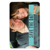 Flexible Aqua Modern Cut Out Save the Date Magnet (Vertical)