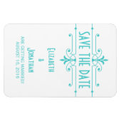 Flexible Aqua v2 Fancy Ornamental Save the Date Magnet (Horizontal)