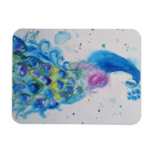 Flexible Aquarelle bleu Peacock Oiseau Aquarelle Magnet d'a (Horizontal)