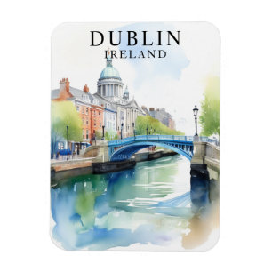 Flexible Aquarelle Dublin Irlande Travel Art Magnet