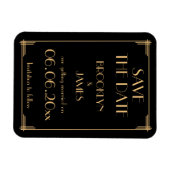 Flexible Art Déco Noir Mariage Enregistrer La Date Magnet (Horizontal)