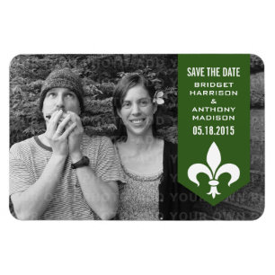 Flexible Bannière verte Chic Flourish Save the Date Magnet