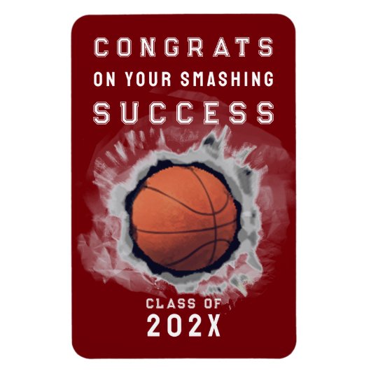 Flexible Basketball Graduation Congrats Magnet (Vertical)